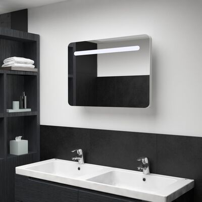 vidaXL LED Bathroom Mirror Cabinet 31.5"x3.7"x21.7"