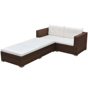 vidaXL Garden Sofa Set Brown, Cream White PE wicker Medium Modular