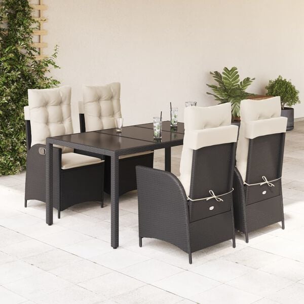 vidaXL Garden Dining Set Black