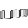 vidaXL Dog Gate with Door Foldable 6 Panels Black 118.1 " Poplar Wood