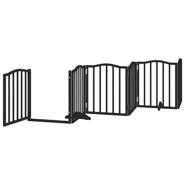 vidaXL Dog Gate with Door Foldable 6 Panels Black 118.1 " Poplar Wood