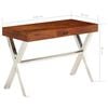 vidaXL Desk Brown top and silver legs Solid Acacia Wood, Powder-Coated Iron