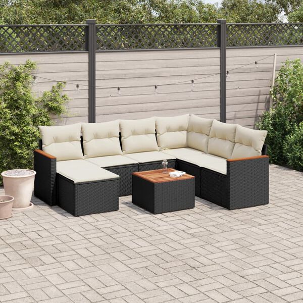 vidaXL Garden Sofa Set Black, Cream White