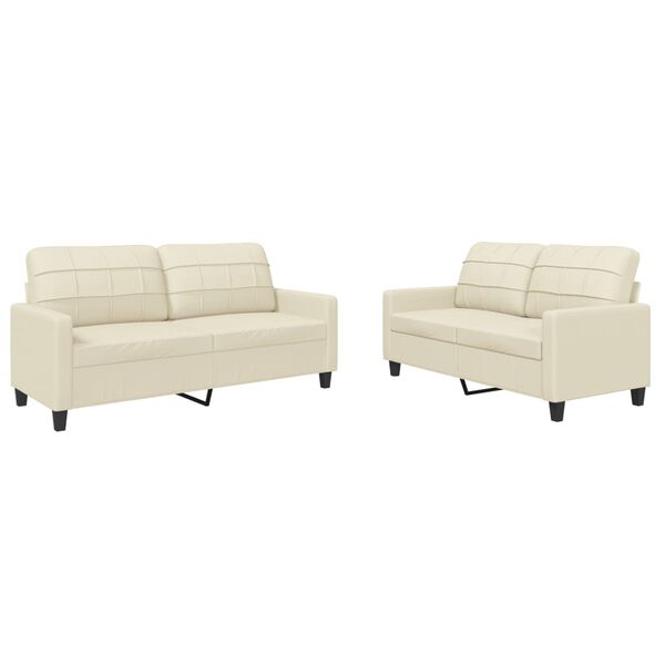 vidaXL Sofa Set Cream Faux leather, metal, textilene, plywood