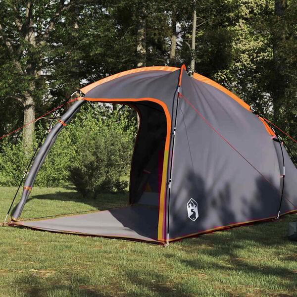 vidaXL Tent with Roof Manual Grey and Orange 370 x 230 x 185 cm
