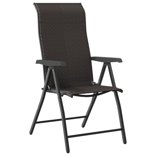 vidaXL Garden Chair Set of 2 Black Coffee PE Rattan, Powder-Coated Steel