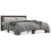 vidaXL Bed Frame Brown Oak Engineered Wood, Plywood, Metal Double Bed