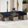 vidaXL 9 Piece Patio Sofa Set with Cushions Grey Poly Rattan