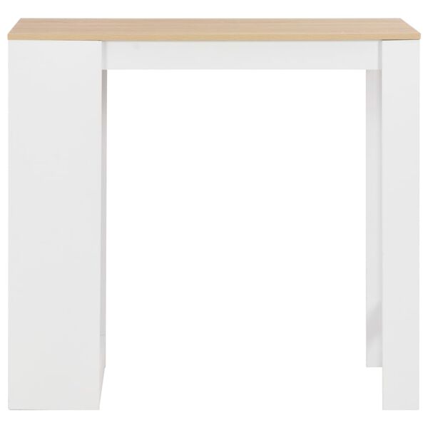 vidaXL Bar Table White with natural top Engineered wood Standard
