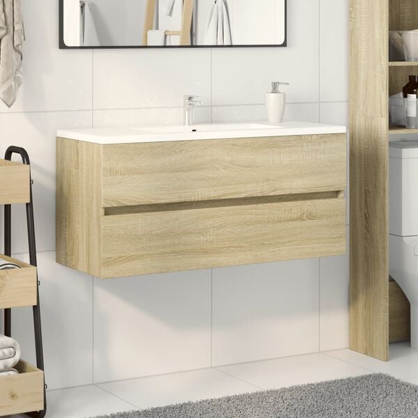 vidaXL Bathroom Sink Cabinet Sonoma Oak Engineered Wood Medium