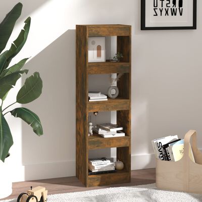 vidaXL Book Cabinet/Room Divider Smoked Oak 15.7"x11.8"x53.1"