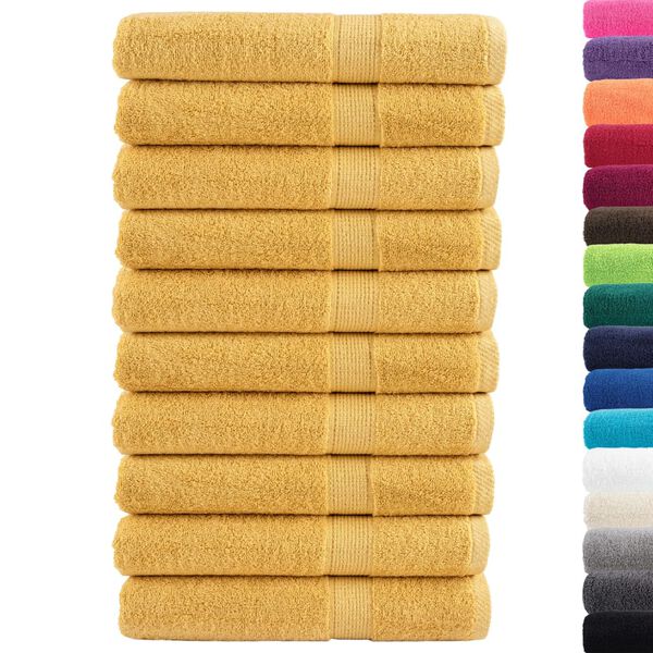 vidaXL Towel Set of 10 Gold 100% Cotton 39.4 x 78.7 in Bath Towel
