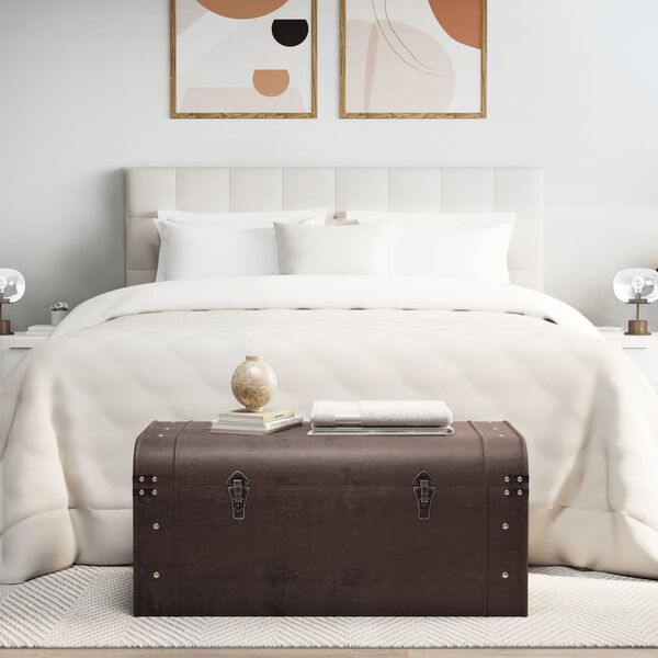 vidaXL Treasure Chest Dark brown Plywood, Fir veneered engineered wood