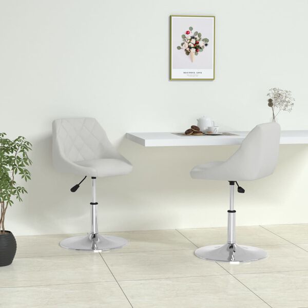 vidaXL Dining Chair Set of 2 White Faux leather, chromed steel