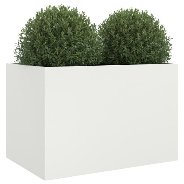 vidaXL Planter White Cold-rolled steel Medium Decorative Inlays