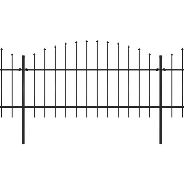 vidaXL Garden Fence with Spear Top Steel 44.6' Black