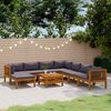 vidaXL Wooden Lounge Set Dark Grey Solid Acacia Wood, 100% Polyester Fabric