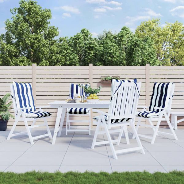 vidaXL Highback Chair Cushion Set of 4 Blue and White Stripe