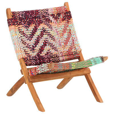 vidaXL Folding Chindi Chair Multicolors Fabric