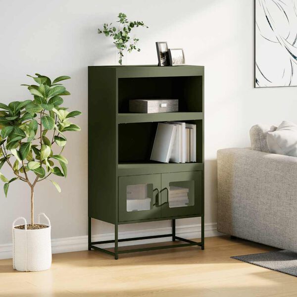 vidaXL Highboard Olive Green Cold-rolled Steel Medium Highboard