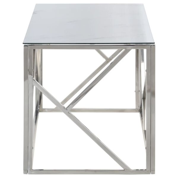 vidaXL Coffee Table Silver Stainless Steel and Tempered Glass