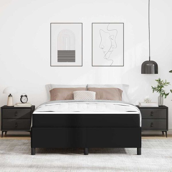 vidaXL Bed Frame with Mattress Black 62.99 x 78.74 in Fabric