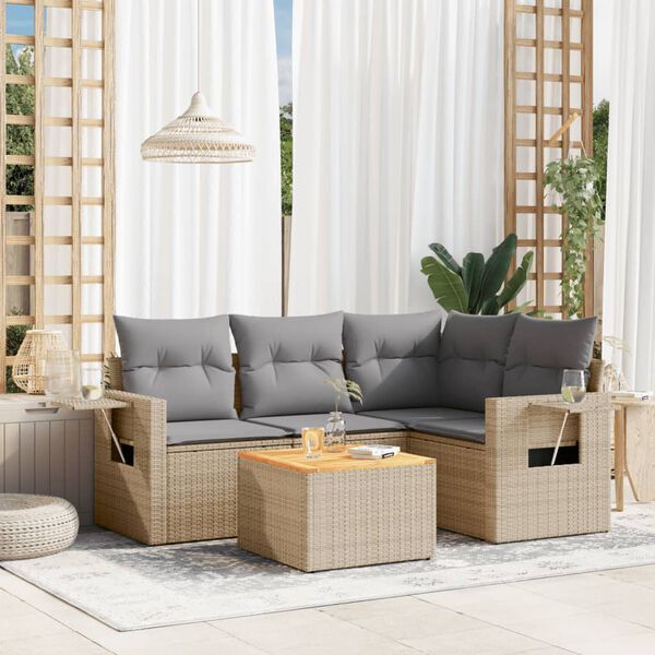 vidaXL Garden Sofa Set Mix Beige and Light Gray