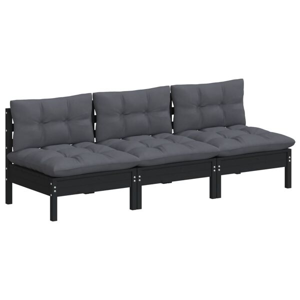 vidaXL 3-seater Garden Sofa Black, Anthracite