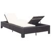 vidaXL Sunbed Black rattan, cream white cushion PE rattan 2-Person size