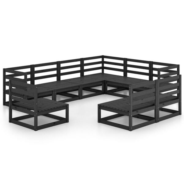 vidaXL Garden Lounge Set Black Solid Pine Large Modular