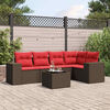 vidaXL 6 Piece Garden Sofa Set with Cushions Brown Poly Rattan