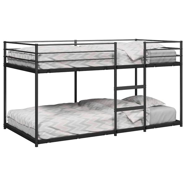 vidaXL Bunk Bed Black Steel, Mesh Fabric 39.4 x 78.7 in Bunk Bed