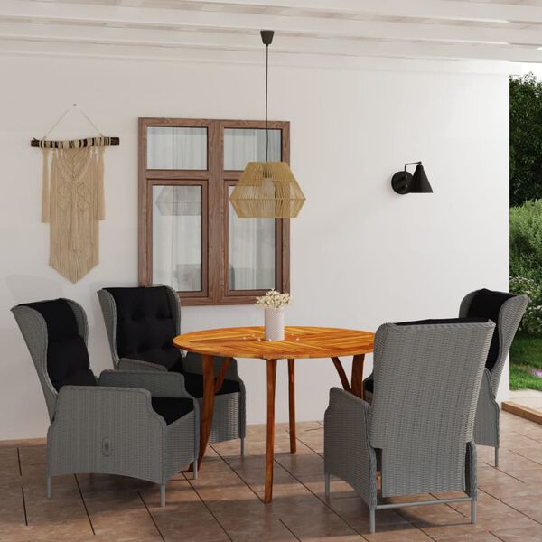 vidaXL 5 Piece Patio Dining Set Light Gray
