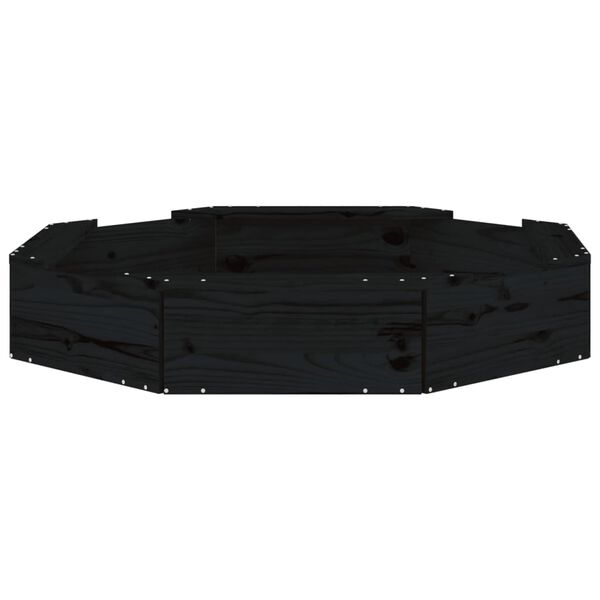 vidaXL Sandbox Black Solid pine wood Medium Seats Many Sandbox