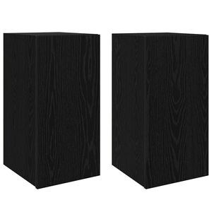 vidaXL Wall TV Cabinet 2 pcs Black Oak 12.01 x 11.81 x 23.62 in