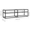 vidaXL TV Cabinet Black and Transparent Tempered Glass, Powder-Coated Steel