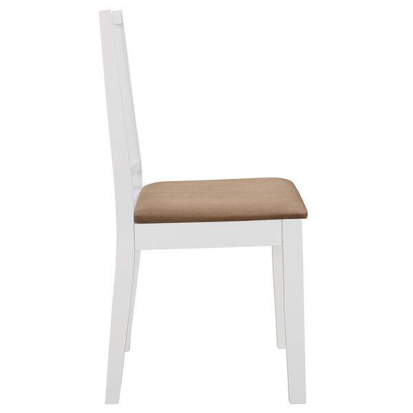 vidaXL Dining Chair Set of 2 White and cream Solid wood and polyester