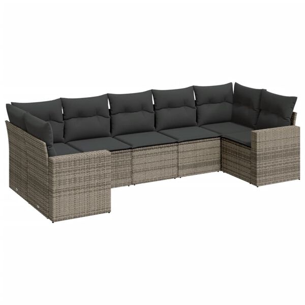 vidaXL Garden Sofa Set Grey PE rattan, Powder-Coated Steel