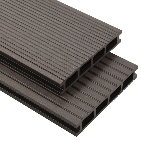 vidaXL WPC Hollow Decking Boards with Accessories 52.5 '&sup2; 7.2 ' Dark Brown (8x45003)
