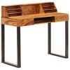 vidaXL Desk Natural Wood Solid Acacia Wood and Powder Coated Steel