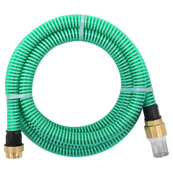 vidaXL Suction Hose Green PVC, Brass Standard Suction Hose Cylindrical