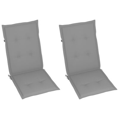 3064210 vidaXL Rocking Chair with Cushions Grey Solid Acacia Wood (311845+43179)
