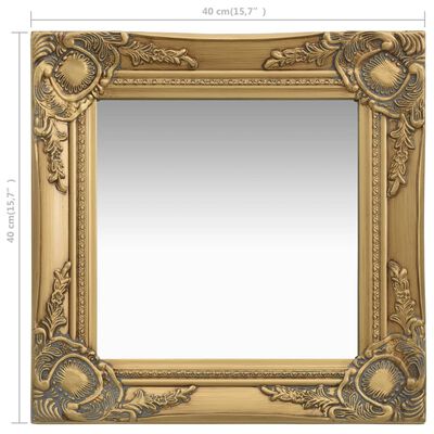 vidaXL Wall Mirror Baroque Style 15.7"x15.7" Gold