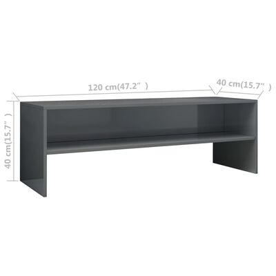 vidaXL TV Cabinet High Gloss Gray 47.2"x15.7"x15.7" Engineered Wood