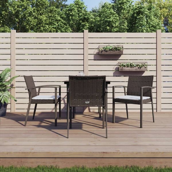 vidaXL Garden Dining Set Brown, Black, Cream White