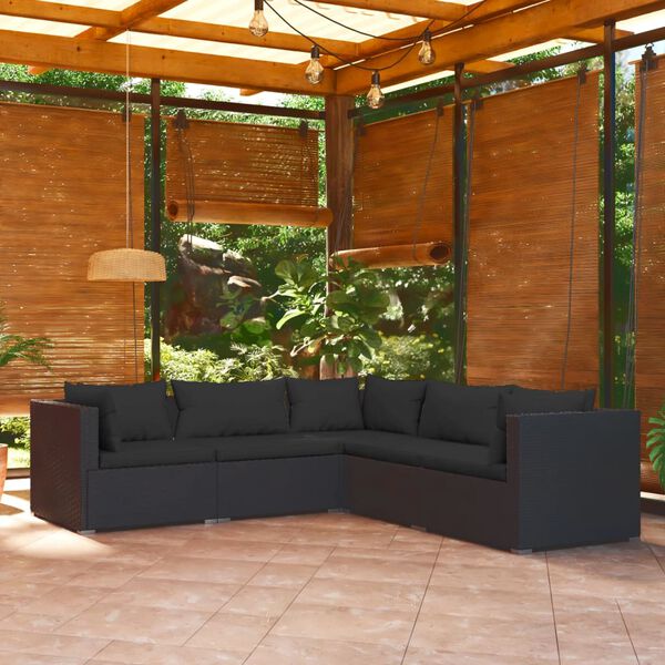 vidaXL Garden Lounge Set Black