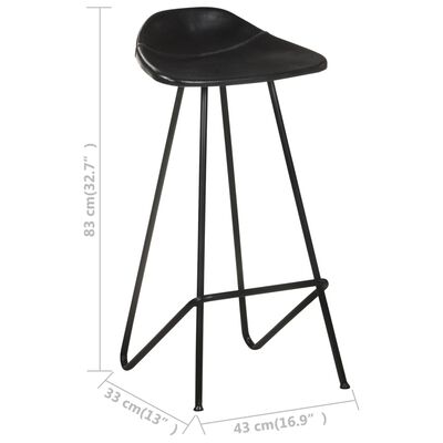 vidaXL Bar Stools 4 pcs Black Real Leather