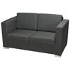 vidaXL Sofa Set Dark Grey Polyester fabric, Wooden frame, Chrome-plated legs