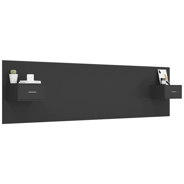 vidaXL Bed Headboard With Cabinet Black Engineered wood
