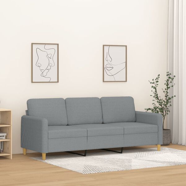 vidaXL 3-seater Sofa Light Grey Polyester 3-seater Rectangular Modern